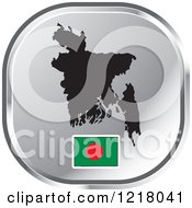 Clipart Of A Silver Bangladesh Map And Flag Icon Royalty Free Vector Illustration
