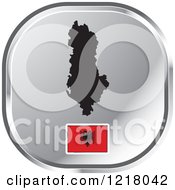 Clipart Of A Silver Albania Map And Flag Icon Royalty Free Vector Illustration