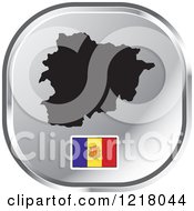 Clipart Of A Silver Andorra Map And Flag Icon Royalty Free Vector Illustration