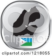 Clipart Of A Silver Djibouti Map And Flag Icon Royalty Free Vector Illustration by Lal Perera