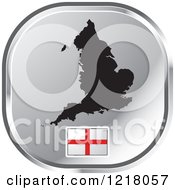 Poster, Art Print Of Silver England Map And Flag Icon