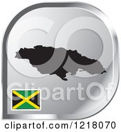 Poster, Art Print Of Silver Jamaica Map And Flag Icon