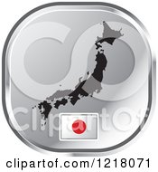 Poster, Art Print Of Silver Japan Map And Flag Icon