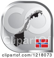 Poster, Art Print Of Silver Norway Map And Flag Icon