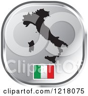 Poster, Art Print Of Silver Italy Map And Flag Icon