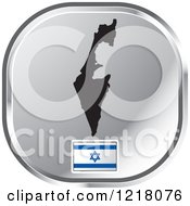 Clipart Of A Silver Israel Map And Flag Icon Royalty Free Vector Illustration by Lal Perera