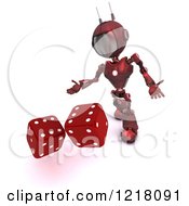 Poster, Art Print Of 3d Red Android Robot Rolling Dice