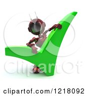 Poster, Art Print Of 3d Red Android Robot With A Check Mark