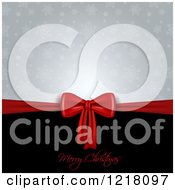 Poster, Art Print Of Merry Christmas Greeting With A Red Gift Bow And Snowflakes