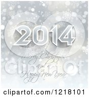 Clipart Of A Happy New Year 2014 Greeting Over Snowflakes And Bokeh Royalty Free Vector Illustration