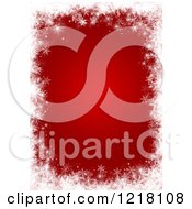 Poster, Art Print Of Red Patterned Background Framed In White Snowflakes And Stars 2