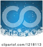 Poster, Art Print Of Background Of Snowflakes Over Blue With Stars