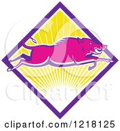 Poster, Art Print Of Pink Wild Boar Leaping Over A Diamond Of Sunshine