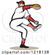 Poster, Art Print Of Cartoon Baseball Player Pitching