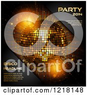 Clipart Of A 3d Golden Disco Ball And Black Corners With Sample Text Royalty Free Vector Illustration