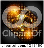 Poster, Art Print Of 3d Golden Disco Ball And Black Corners With Text Space