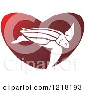Clipart Of A White Swimming Sea Turtle In A Red Heart Royalty Free Vector Illustration by Lal Perera