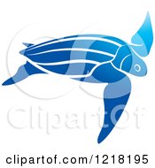 Poster, Art Print Of Blue Swimming Sea Turtle