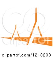 Clipart Of An Orange Modern Bridge Royalty Free Vector Illustration