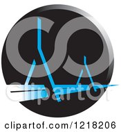 Clipart Of A Modern Bridge In A Black Circle Royalty Free Vector Illustration