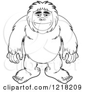 Clipart Of An Outlined Big Foot Royalty Free Vector Illustration