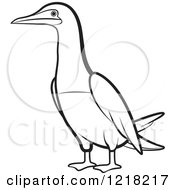 Clipart Of An Outlined Bobo Booby Bird Royalty Free Vector Illustration