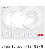 Clipart Of A Singapore Map And Flag Royalty Free Vector Illustration