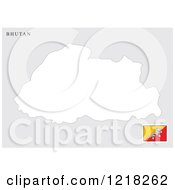 Clipart Of A Bhutan Map And Flag Royalty Free Vector Illustration