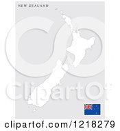 Clipart Of A New Zealand Map And Flag Royalty Free Vector Illustration