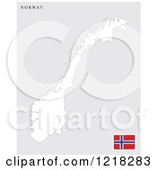 Clipart Of A Norway Map And Flag Royalty Free Vector Illustration