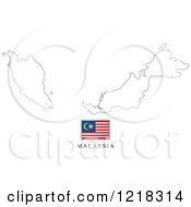 Clipart Of A Malaysia Flag And Map Outline Royalty Free Vector Illustration