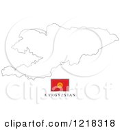 Clipart Of A Kyrgyzstan Flag And Map Outline Royalty Free Vector Illustration