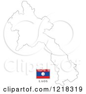 Clipart Of A Laos Flag And Map Outline Royalty Free Vector Illustration