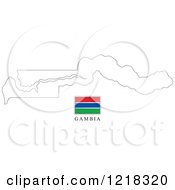 Clipart Of A Gambia Flag And Map Outline Royalty Free Vector Illustration