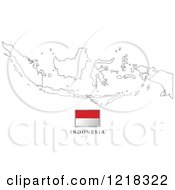 Clipart Of A Indonesia Flag And Map Outline Royalty Free Vector Illustration