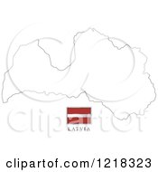 Clipart Of A Latvia Flag And Map Outline Royalty Free Vector Illustration