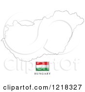 Clipart Of A Hungary Flag And Map Outline Royalty Free Vector Illustration