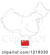 Clipart Of A China Flag And Map Outline Royalty Free Vector Illustration