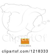 Clipart Of A Catalonia Flag And Map Outline Royalty Free Vector Illustration