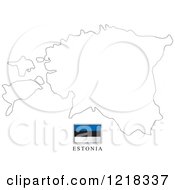 Clipart Of A Estonia Flag And Map Outline Royalty Free Vector Illustration