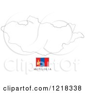 Clipart Of A Mongolia Flag And Map Outline Royalty Free Vector Illustration