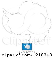 Clipart Of A Antarctica Flag And Map Outline Royalty Free Vector Illustration