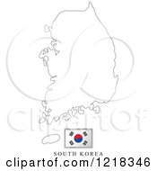 Clipart Of A South Korea Flag And Map Outline Royalty Free Vector Illustration
