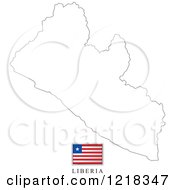 Clipart Of A Liberia Flag And Map Outline Royalty Free Vector Illustration