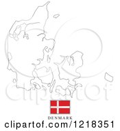 Poster, Art Print Of Denmark Flag And Map Outline