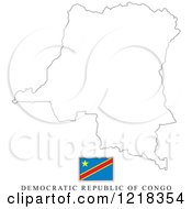 Clipart Of A Democratic Republic Of Congo Flag And Map Outline Royalty Free Vector Illustration