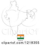 Clipart Of A India Flag And Map Outline Royalty Free Vector Illustration