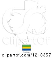 Clipart Of A Gabon Flag And Map Outline Royalty Free Vector Illustration