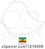 Poster, Art Print Of Ethiopia Flag And Map Outline