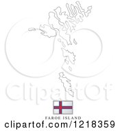 Clipart Of A Faroe Island Flag And Map Outline Royalty Free Vector Illustration